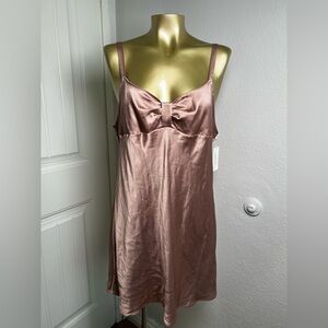Victoria's Secret Angels Satin Champagne Pink Bow Slip Dress size L